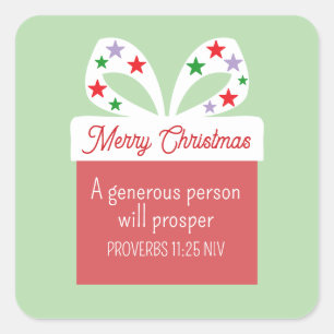 Cute Christmas Gift of Generosity Red and White Square Sticker