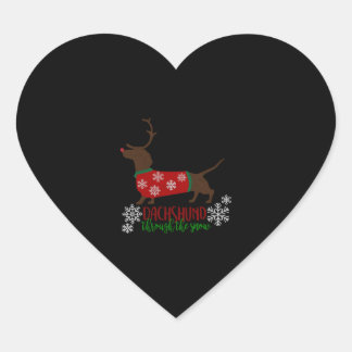 Cute Christmas Gifts Dachshund Through The Snow Heart Sticker