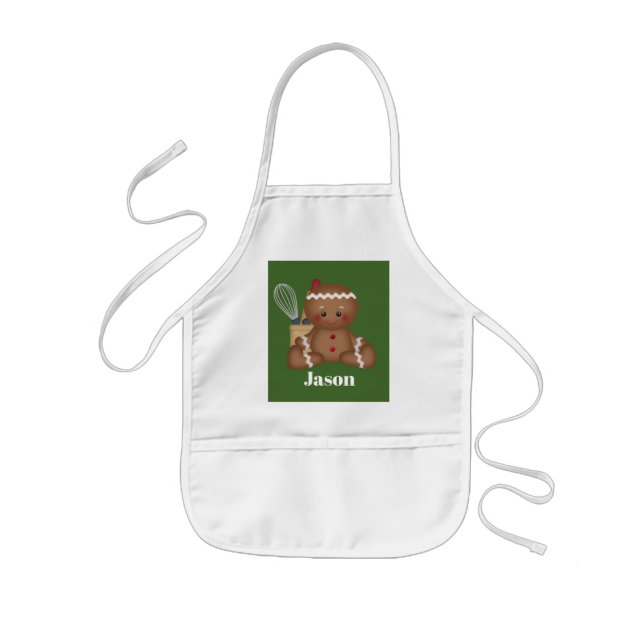 Cute Christmas gingerbread add name apron (Front)