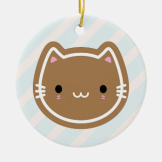 Cute Christmas Gingerbread Cat Ceramic Ornament