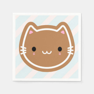Cute Christmas Gingerbread Cat Napkin