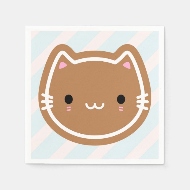 Cute Christmas Gingerbread Cat Napkin (Front)