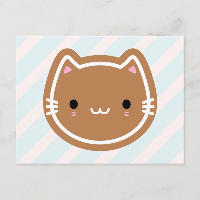 Cute Christmas Gingerbread Cat Postcard (Front)