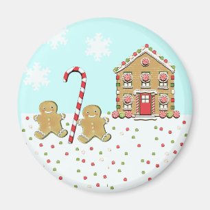 Cute Christmas Gingerbread Cookies House Magnet