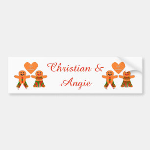 Cute Christmas Gingerbread Couple Bumper Sticker