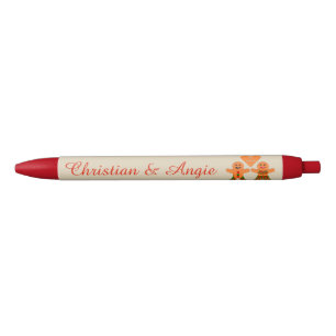 Cute Christmas Gingerbread Couple Custom Black Ink Pen