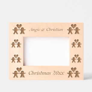 Cute Christmas Gingerbread Couple Custom Etched Frames