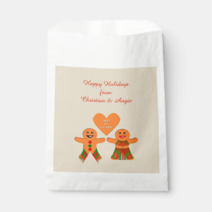 Cute Christmas Gingerbread Couple Custom Favour Bag