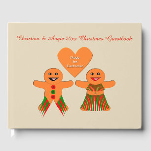 Cute Christmas Gingerbread Couple Custom Guest Book