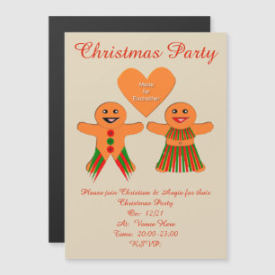 Cute Christmas Gingerbread Couple Custom Magnetic Invitation