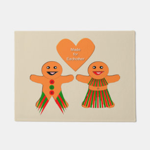 Cute Christmas Gingerbread Couple Doormat