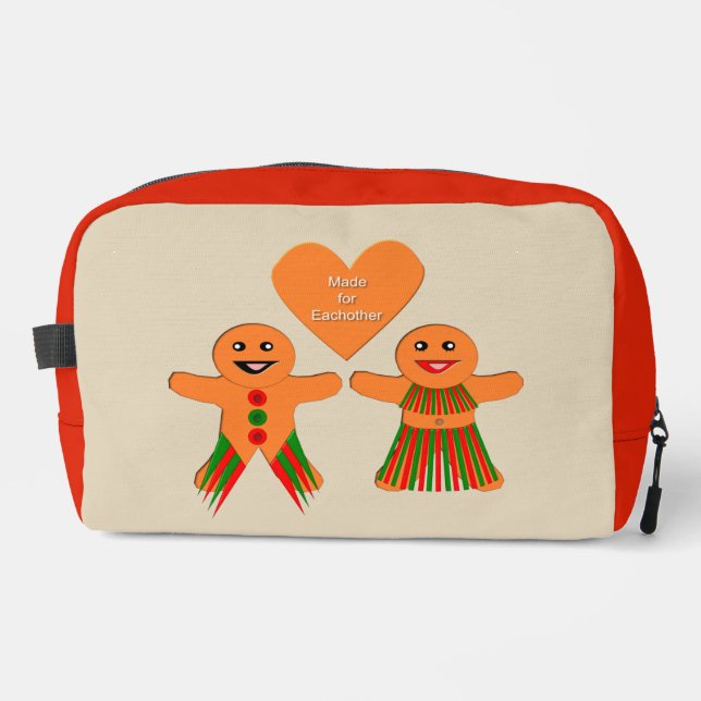 Cute Christmas Gingerbread Couple Dopp Kit (Front)