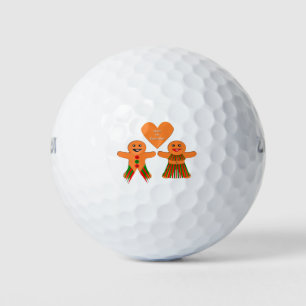 Cute Christmas Gingerbread Couple Golf Balls