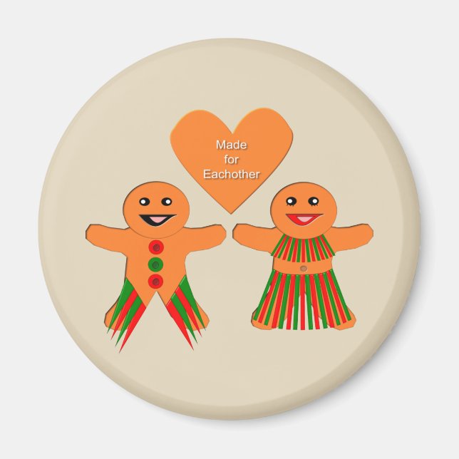 Cute Christmas Gingerbread Couple Magnet (Front)