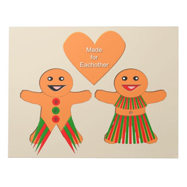Cute Christmas Gingerbread Couple Notepad (Front)