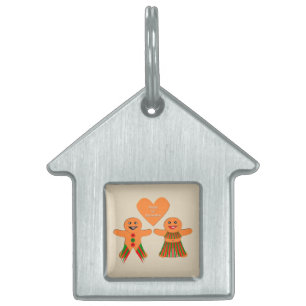 Cute Christmas Gingerbread Couple Pet ID Tag