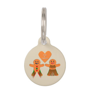 Cute Christmas Gingerbread Couple Pet Tag
