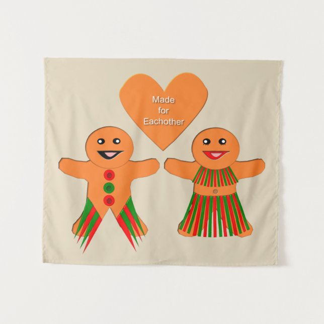 Cute Christmas Gingerbread Couple Tapestry (Front (Horizontal))