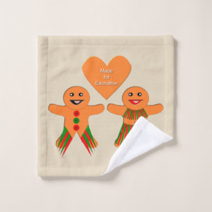 Cute Christmas Gingerbread Couple Wash Cloth