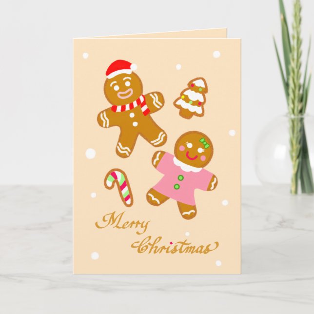 Cute Christmas Gingerbread Custom Holiday Card  (Front)