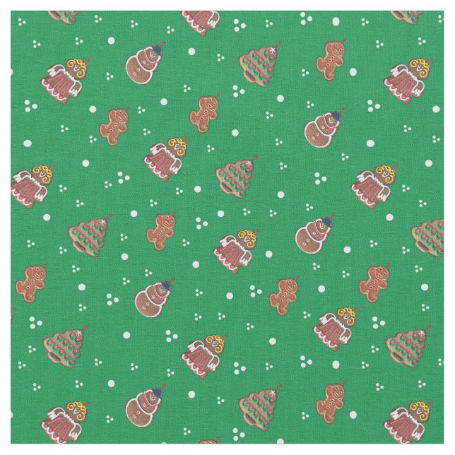 Cute Christmas Gingerbread design Fabric (Close Up)