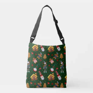 Cute Christmas Gingerbread Gnomes Reindeer Party Crossbody Bag