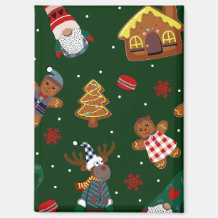 Cute Christmas Gingerbread Gnomes Reindeer Party Magnet