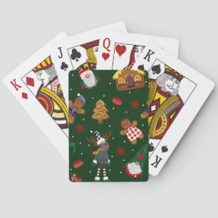 Cute Christmas Gingerbread Gnomes Reindeer Party Playing Cards