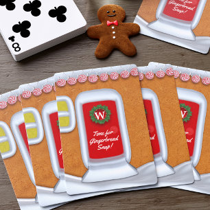 Cute Christmas Gingerbread House Monogram Holiday Playing Cards