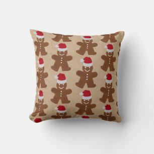 Cute Christmas Gingerbread Man Cookies Kraft  Cushion