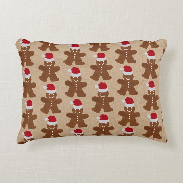 Cute Christmas Gingerbread Man Cookies Kraft   Decorative Cushion (Front)