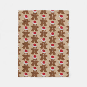 Cute Christmas Gingerbread Man Cookies Kraft  Fleece Blanket