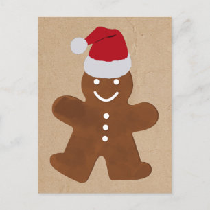 Cute Christmas Gingerbread Man Cookies Kraft  Holiday Postcard