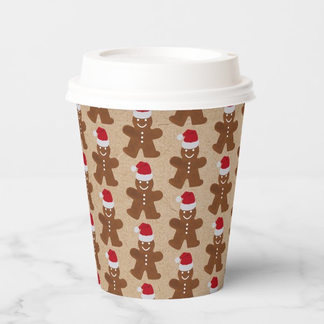 Cute Christmas Gingerbread Man Cookies Kraft  Paper Cups (Front)