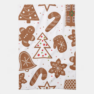 Cute Christmas Gingerbread Man Stylish Pattern Tea Towel