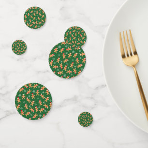 Cute Christmas Gingerbread Men on Green  Confetti
