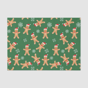 Cute Christmas Gingerbread Men on Green Tissue Paper