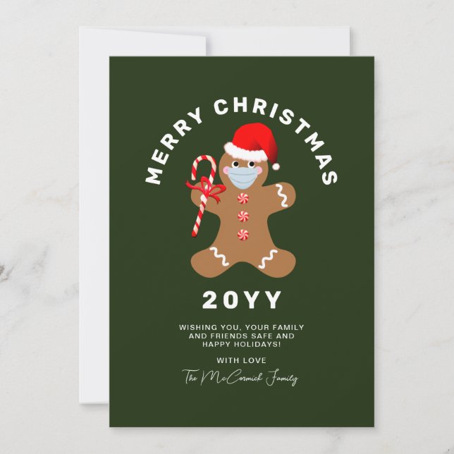 Cute Christmas Gingerbread Script Name Family Holiday Card (Front)