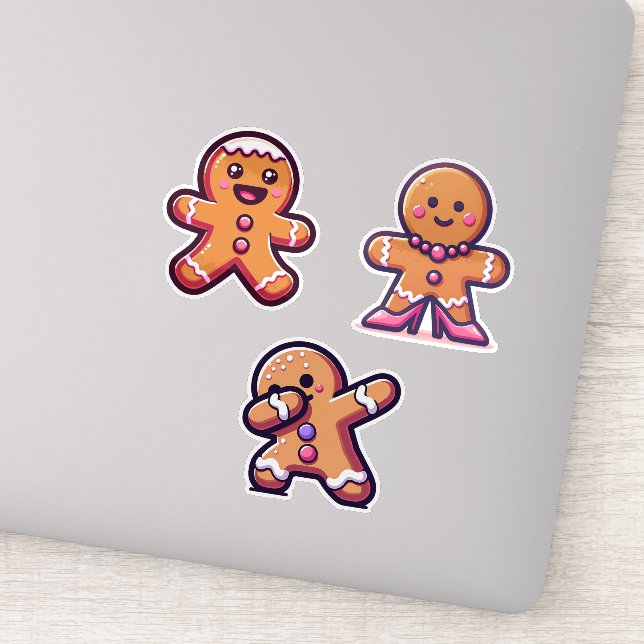 Cute Christmas Gingerbread Stickers (Detail)
