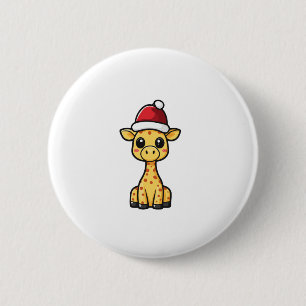 Cute Christmas Giraffe Comic 6 Cm Round Badge