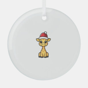 Cute Christmas Giraffe Comic Glass Tree Decoration
