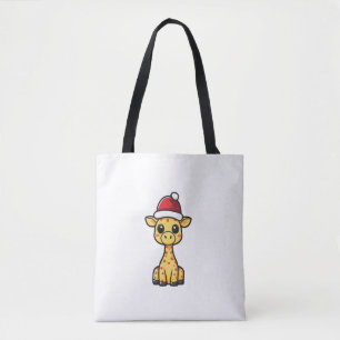 Cute Christmas Giraffe Comic Tote Bag