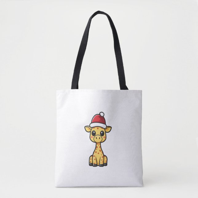 Cute Christmas Giraffe Comic   Tote Bag (Front)