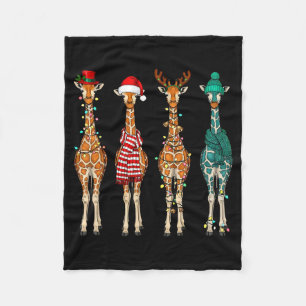Cute Christmas Giraffe Funny Animal Lover Gift Kid Fleece Blanket