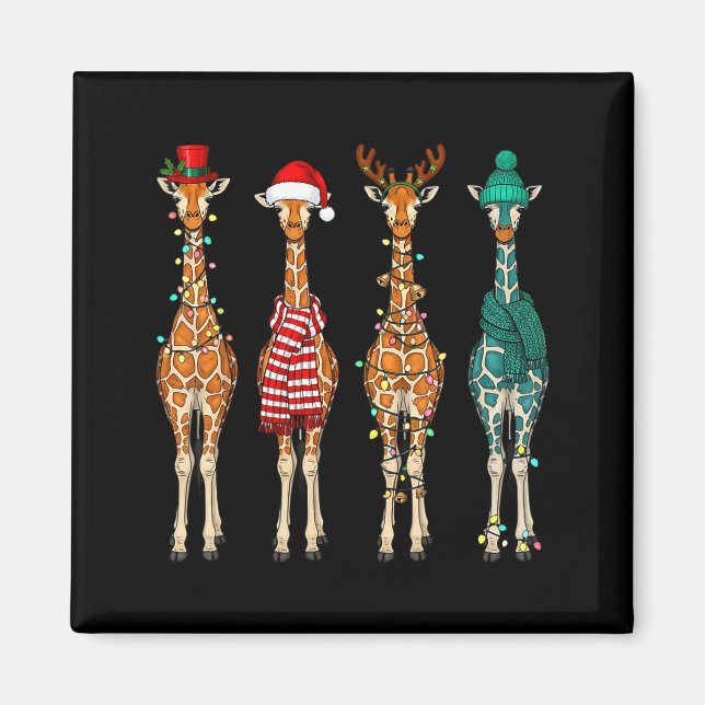 Cute Christmas Giraffe Funny Animal Lover Gift Kid Magnet (Front)