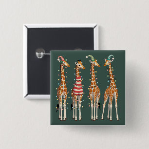 Cute Christmas Giraffe Funny Holiday Animal Lover 15 Cm Square Badge