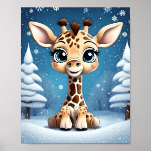 Cute Christmas Giraffe OWN ART Lisa-Dawn Designs Poster