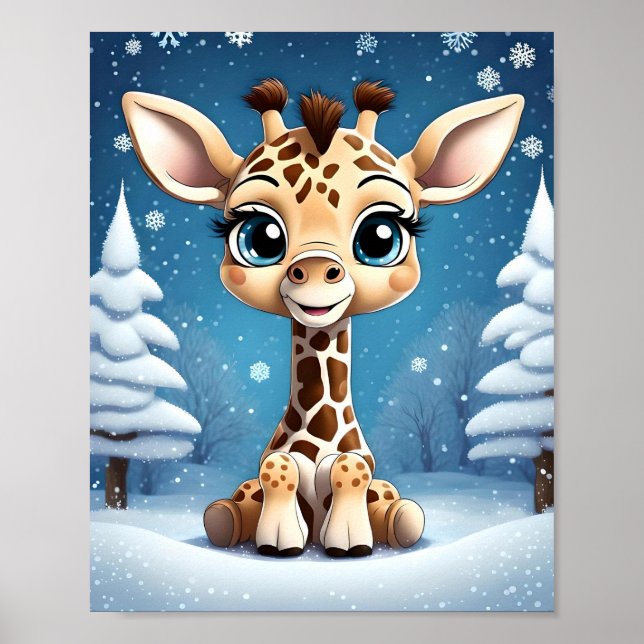 Cute Christmas Giraffe OWN ART Lisa-Dawn Designs Poster (Front)