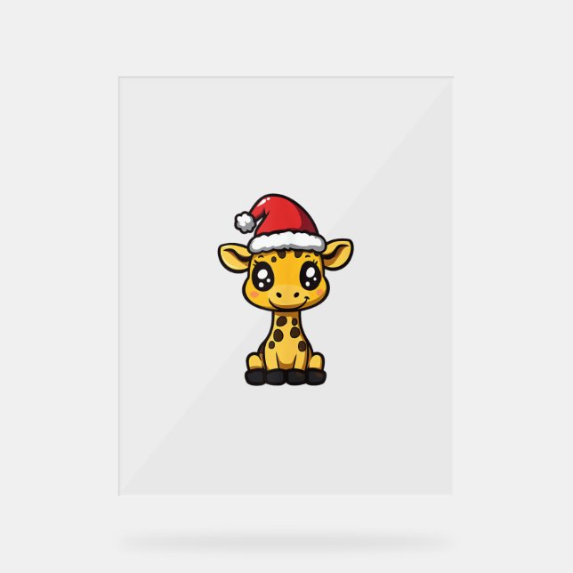 Cute Christmas Giraffe Xmas Comic  Acrylic Sign (Front)