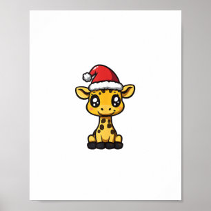 Cute Christmas Giraffe Xmas Comic  Poster